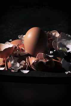 群鸡蛋压碎贝壳