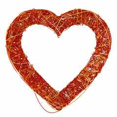大红色的心使纤维孤立的白色背景