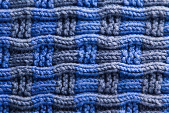 编织用钩针编织蓝色的灰色的水平脊