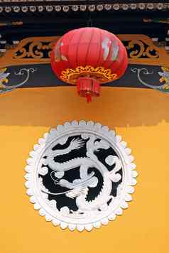 中国人风格寺庙建筑元素龙灯笼