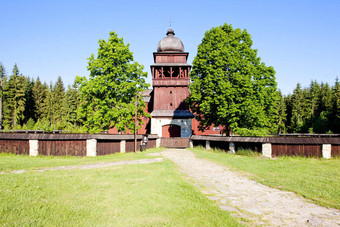 木教堂神圣的交叉拉齐斯科斯洛伐克