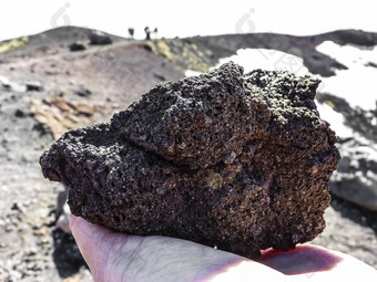 火山岩石人类手山埃特纳火山西西里