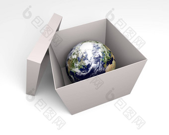 渲染地球地球内部开放盒子