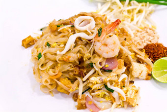 海鲜垫泰国菜炸大米面条
