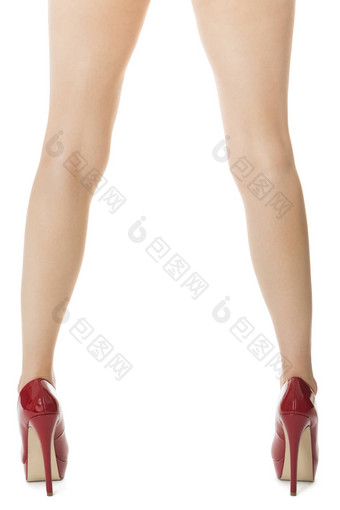 女人腿优雅的红色的鞋子