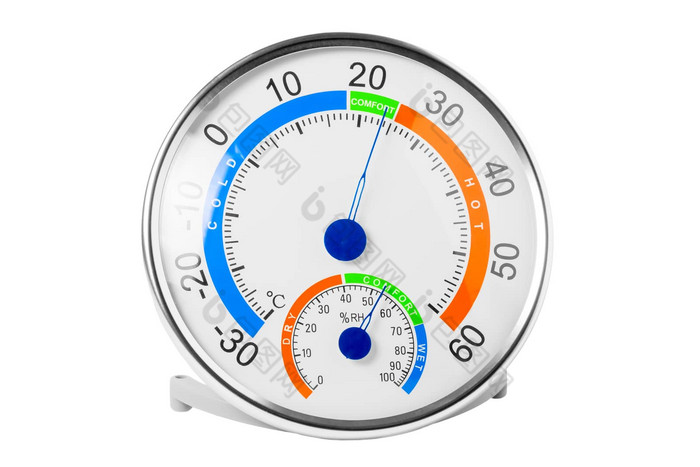 湿度计显示舒适的温度湿度