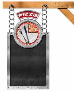 披萨菜单空黑板上链