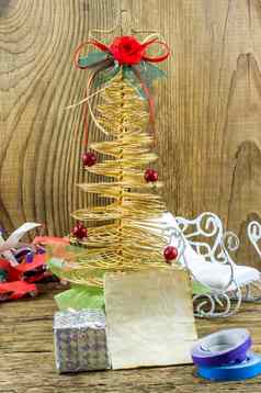 圣诞节古董装饰边境设计木后台支持