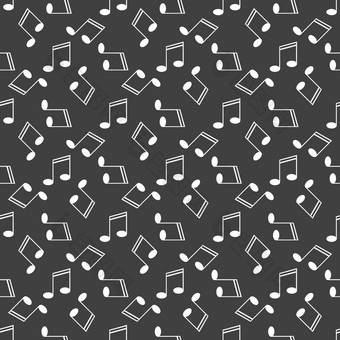 <strong>音乐元素</strong>笔记网络图标平设计无缝的灰色的模式