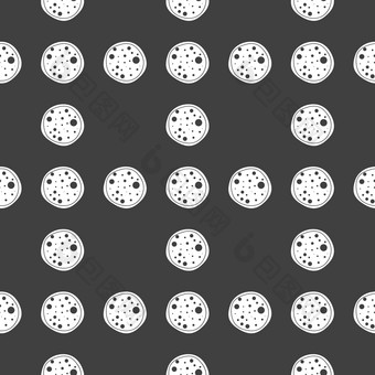 披萨网络图标平设计无缝的灰色的模式