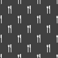 餐具刀叉网络图标平设计无缝的灰色的模式