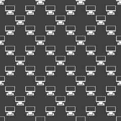 电脑网络图标平设计无缝的灰色的模式