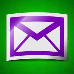 邮件图标标志象征别致的彩色的黏糊糊的标签绿色背景
