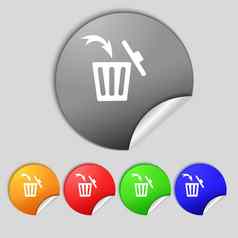 回收本标志图标垃圾箱象征集色彩鲜艳的按钮