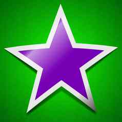 明星图标标志象征别致的彩色的黏糊糊的标签绿色背景