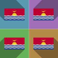旗帜基里巴斯集颜色平设计长阴影