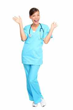 医疗专业人士护士兴奋