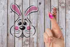 复合图像手指复活节兔子