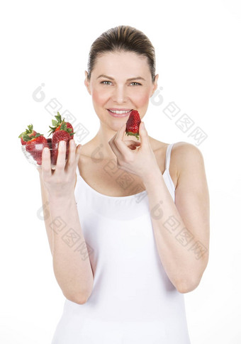 女人持有草莓