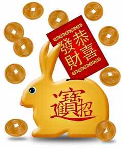 中国人一年兔子银行红色的包