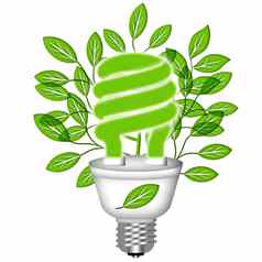 能源储蓄生态灯泡绿色叶子