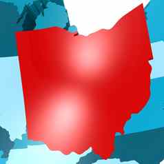 俄亥俄州地图蓝色的美国地图