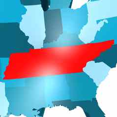 田纳西州地图蓝色的美国地图