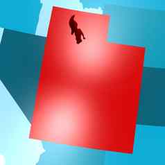 犹他州地图蓝色的美国地图