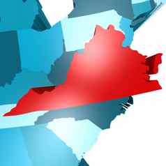维吉尼亚州地图蓝色的美国地图
