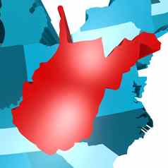 西维吉尼亚州地图蓝色的美国地图