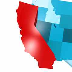 加州地图蓝色的美国地图