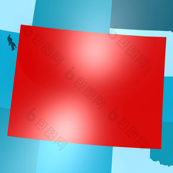 科罗拉多州地图蓝色的美国地图