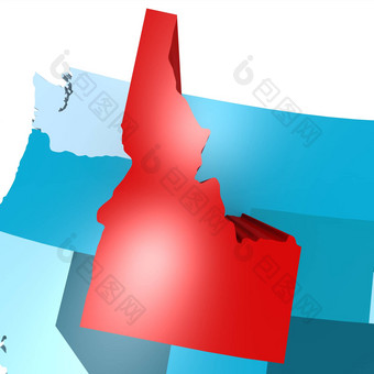 爱达荷州地图蓝色的美国地图