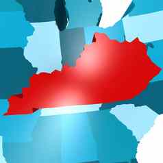 肯塔基州地图蓝色的美国地图
