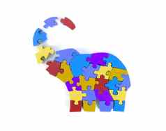 色彩斑斓的谜题块大象形状