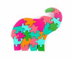 色彩斑斓的谜题块大象形状