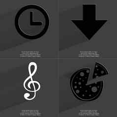 时钟箭头导演谱号披萨符号长影子平设计