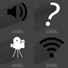 声音图标问题马克电影相机无线局域网图标符号长影子平设计