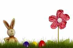 复活节兔子草布料花复活节鸡蛋