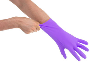 手紫色的手套