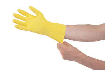 手黄色的手套