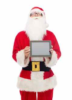 男人。服装圣诞老人老人平板电脑