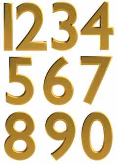黄金现代数量字体。