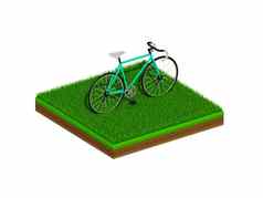 等角绿色自行车绿色草