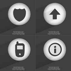 徽章箭头导演向上移动电话信息图标标志集按钮平设计向量
