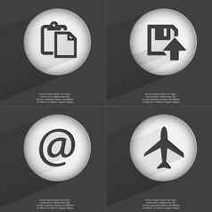 任务列表软盘磁盘上传邮件飞机图标标志集按钮平设计向量