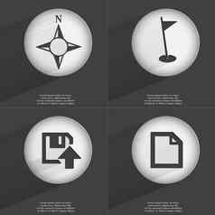 指南针高尔夫球洞软盘磁盘上传文件图标标志集按钮平设计向量