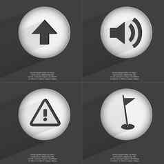 箭头导演向上声音警告高尔夫球洞图标标志集按钮平设计向量