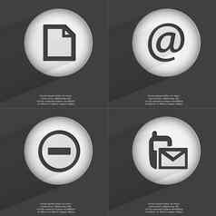 文件邮件-短信图标标志集按钮平设计向量