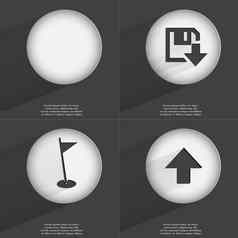 软盘磁盘下载高尔夫球洞箭头导演向上图标标志集按钮平设计向量